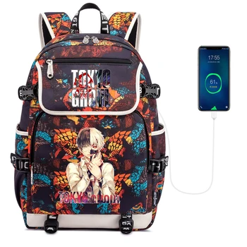 Anime Tokyo Ghoul Fermuar Okul Çantası Tuval Rahat Öğrenci Teenger Packsack Sırt Çantası Sırt Çantası Laptop Çantası Omuz Çantası