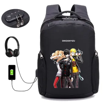 Çok fonksiyonlu Anti-hırsızlık USB Şarj sırt çantası Oyun Persona 5 sırt çantası seyahat sırt çantası Erkek Kadın İş okul çantası laptop çantası