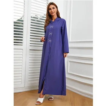 Kadın Nakış Etnik müslüman uzun kollu elbise uzun elbise Ramazan Dubai Kaftan islami Maksi Elbise Türk Abaya Arap Kapşonlu Elbise Yeni