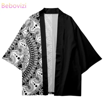 Moda Trendy Streetwear Geometri Baskı Geleneksel Kimono Hırka Yaz Erkek Kadın Patchwork Cosplay Japon Haori