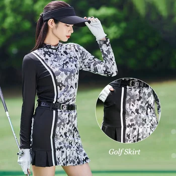 BENİM Kız Kamuflaj Golf Kısa Etek Anti-pozlama Golf Culottes Yüksek Bel Ince Spor Skort Fırfır Etek Bayanlar Anti-ter Dipleri