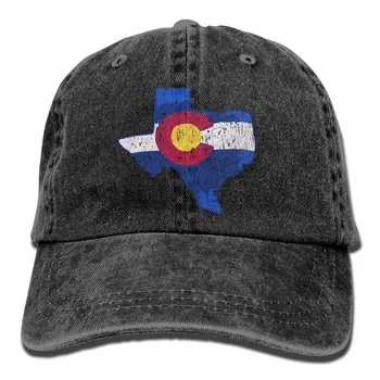 Colorado bayrağı Texas harita klasik Unisex beyzbol şapkası ayarlanabilir yıkanmış boyalı pamuk top şapka