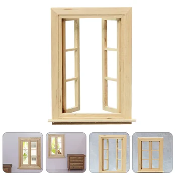 1 adet mobilya modeli dekoratif pencere pencere modeli ahşap dekorasyon DIY Mini ev için